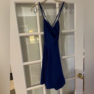 Electric blue strappy mini dress